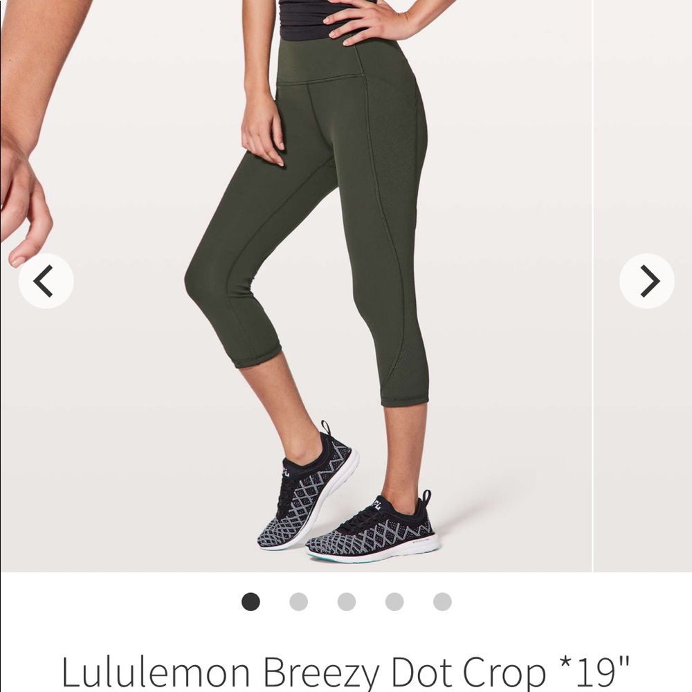 NWOT Lululemon Breezy Dot Crop Evergreen